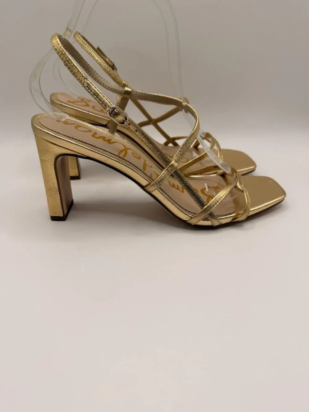 Sam Edelman Womens Emmie Golden Strap Slingback High Heels Sz 8.5